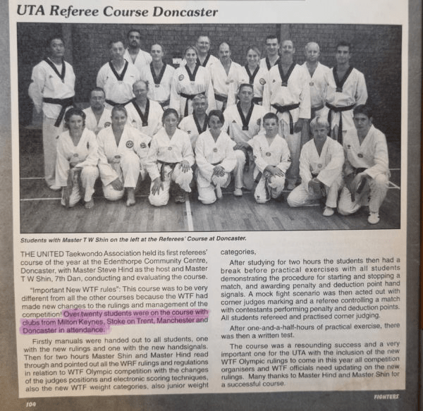 Students with Master T W Shin on the left at the Referees’ Course at Doncaster