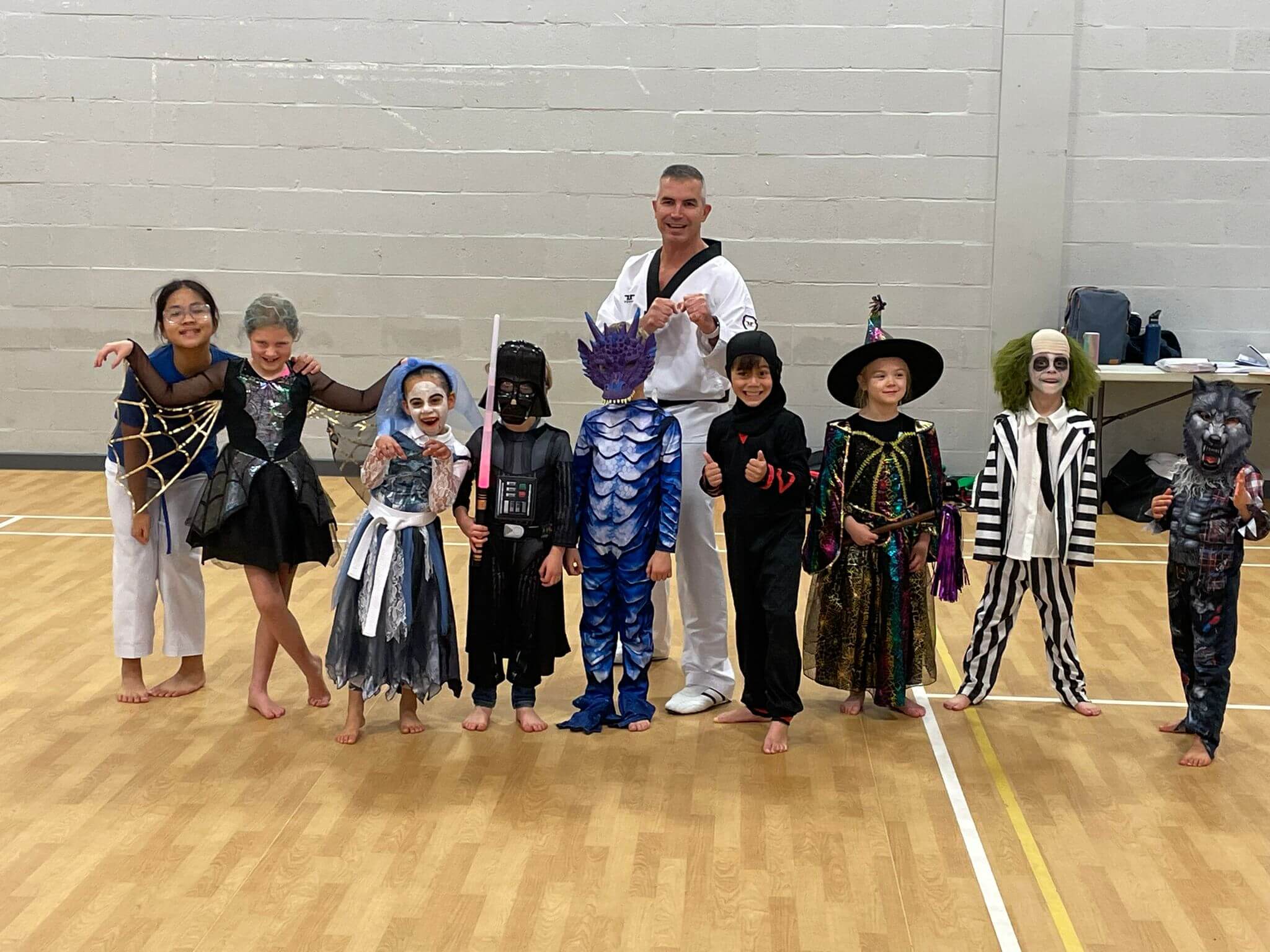 Star Martial Arts students dressed up for a Halloween class